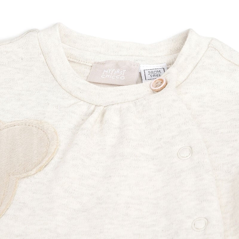 Girls Light Natural Embellished Front Opening Babysuit image number 2